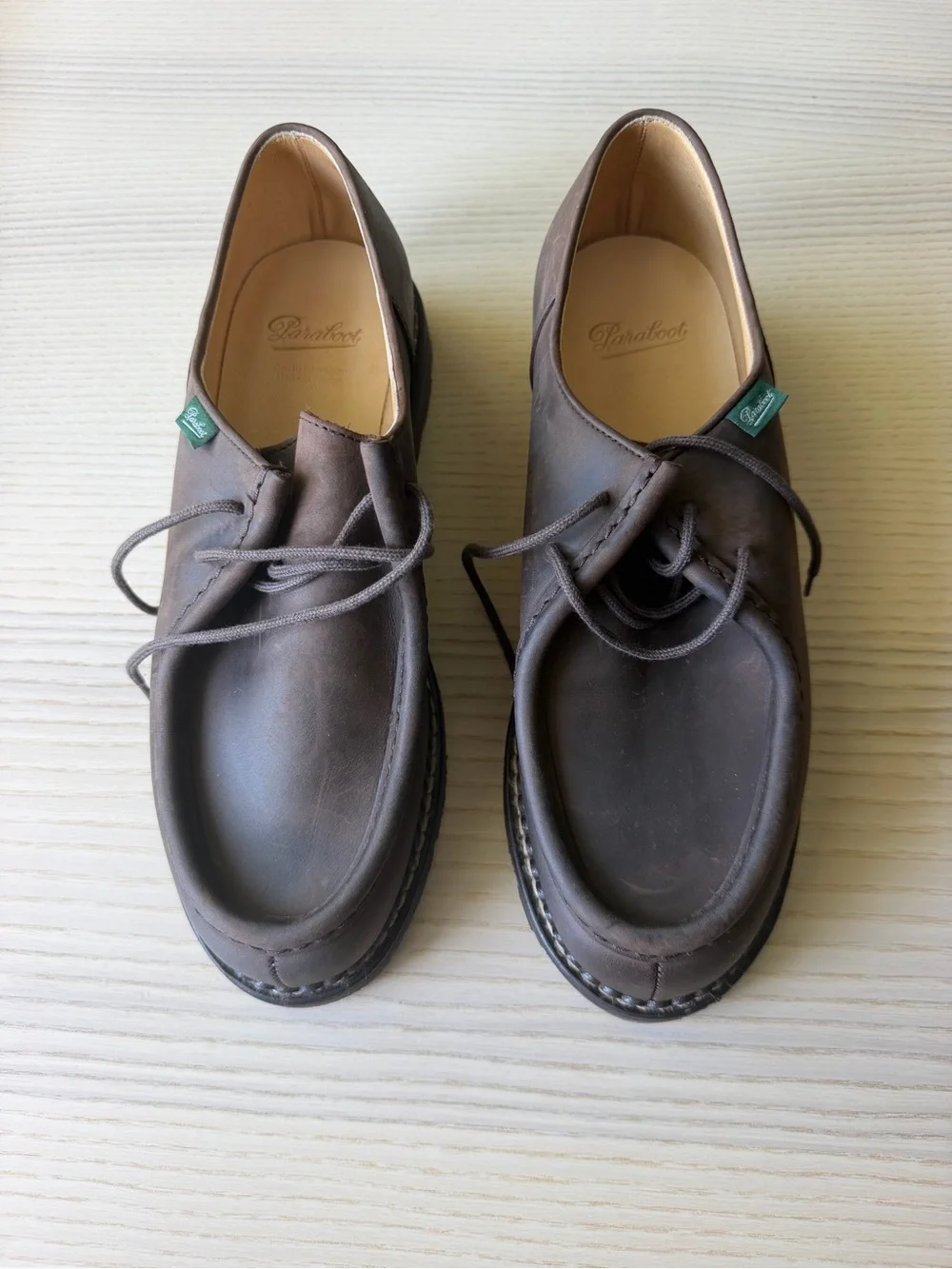 NWOB Paraboot Michael ll Derby Shoes Nubuck Gringo Brown EU 44.5 US 10.5